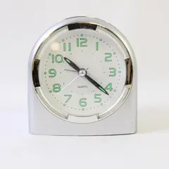 Heavy Duty Silver Alarm Clock Glow-in-the-Dark Numbers Loud Analog