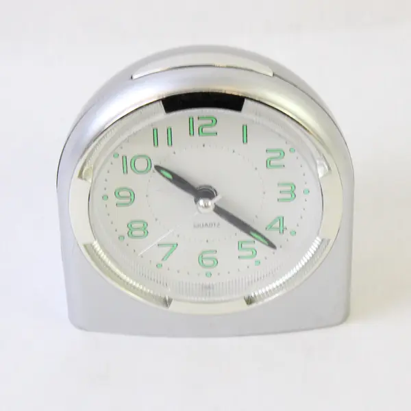 Heavy Duty Silver Alarm Clock Glow-in-the-Dark Numbers Loud Analog