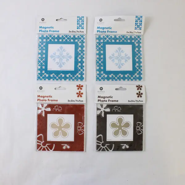 Lot Of 4 Burnes Of Boston Multicolor Plastic Magnetic Photo Frame 3" x 3" (2007)