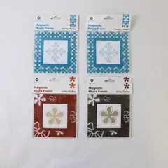 Lot Of 4 Burnes Of Boston Multicolor Plastic Magnetic Photo Frame 3" x 3" (2007)