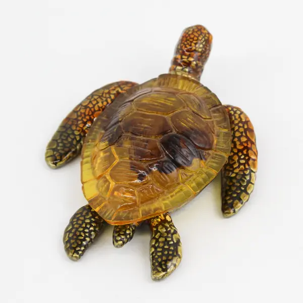 Enameled Brass Turtle Trinket Box With Plastic Shell