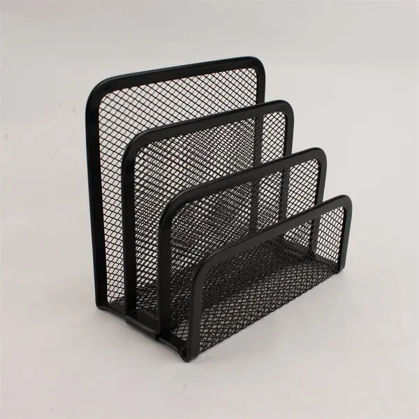 Lot of 2 Black Wire Mesh Mail/File Organizers Desk Office