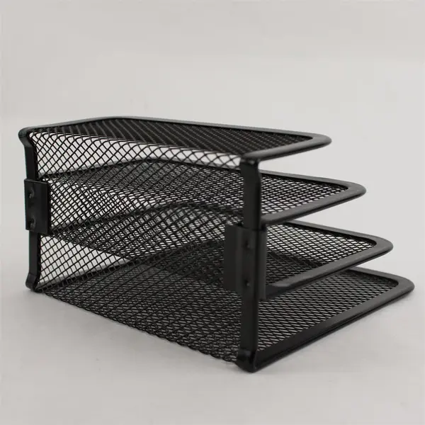 Lot of 2 Black Wire Mesh Mail/File Organizers Desk Office