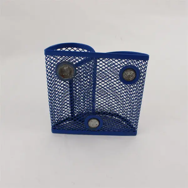 Lot of 4 Wire Mesh Desk Organizers - Black & Blue Pencil Pen Holders