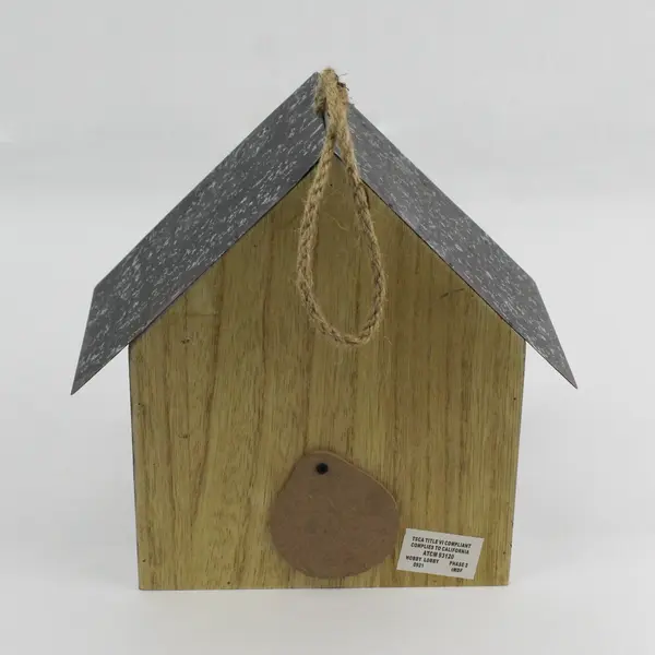 Hobby Lobby White Wood Birdhouse With Metal Roof And Heart Shaped Leaves 