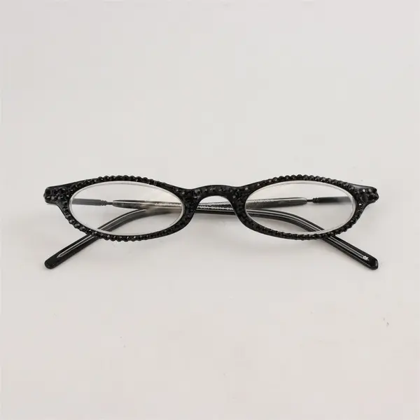 Jimmy Crystal Swarovski Black Reading Glasses 2.00x Ready-to-Wear