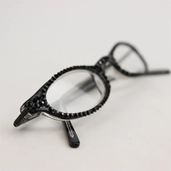 Jimmy Crystal Swarovski Black Reading Glasses 2.00x Ready-to-Wear