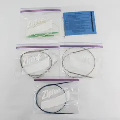 Lot of 4 Circular Knitting Needles And A Seed Stitcher