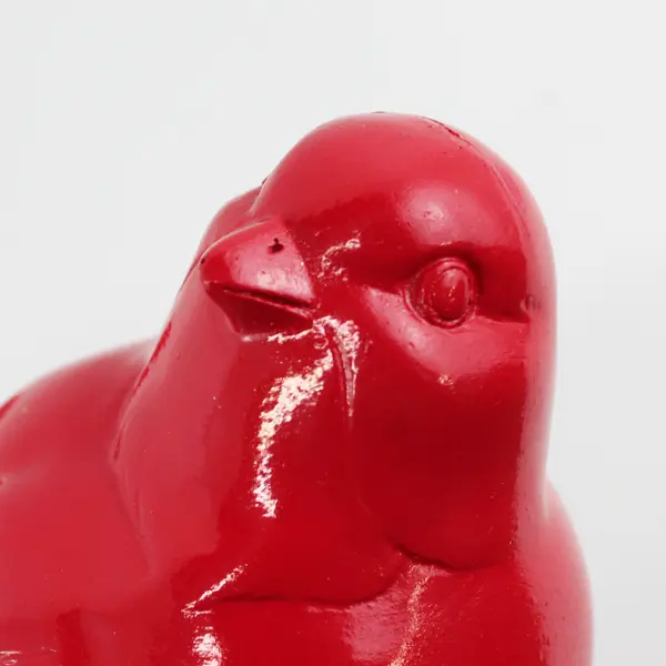 6" Tall Red Ceramic Bird Figurine With Wire Legs And Feet