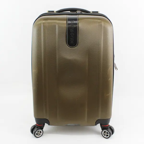 Vtg 22" Brown Samsonite Hard Side Expandable Suitcase With Wheels