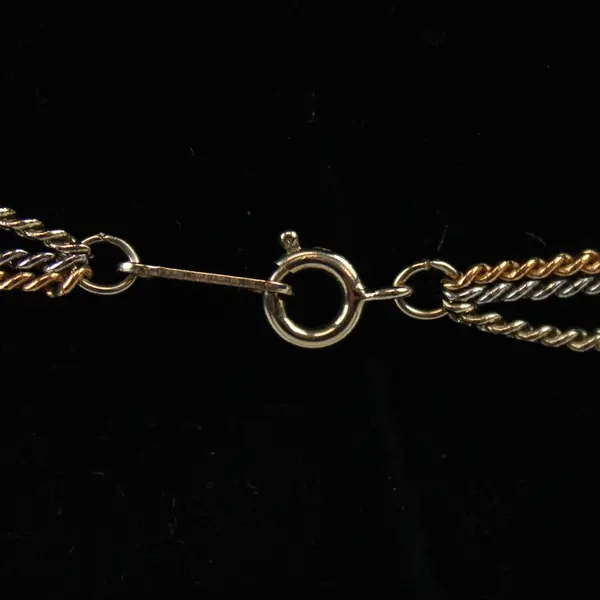 Vintage Avon Tri-Tone Knot Pendant & Earrings Necklace 7.25"