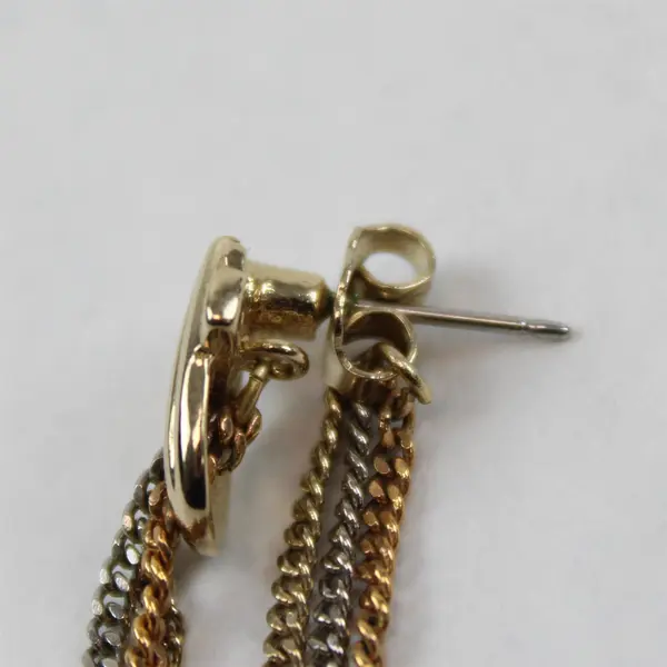 Vintage Avon Tri-Tone Knot Pendant & Earrings Necklace 7.25"