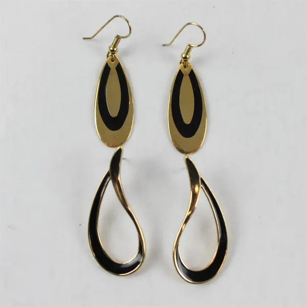 Lot of 2 Pairs Gold-Tone Teardrop & Hoop Earrings Costume Jewelry