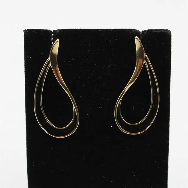 Lot of 2 Pairs Gold-Tone Teardrop & Hoop Earrings Costume Jewelry