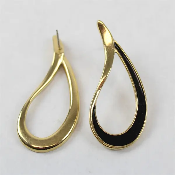 Lot of 2 Pairs Gold-Tone Teardrop & Hoop Earrings Costume Jewelry