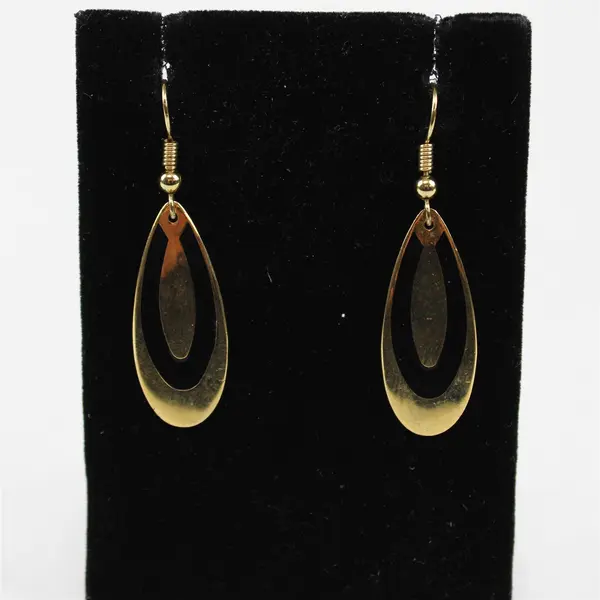 Lot of 2 Pairs Gold-Tone Teardrop & Hoop Earrings Costume Jewelry
