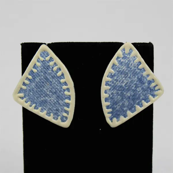 Lot of 2 Pairs Costume Earrings Clip-On Hoops & Dangle Blue Green White