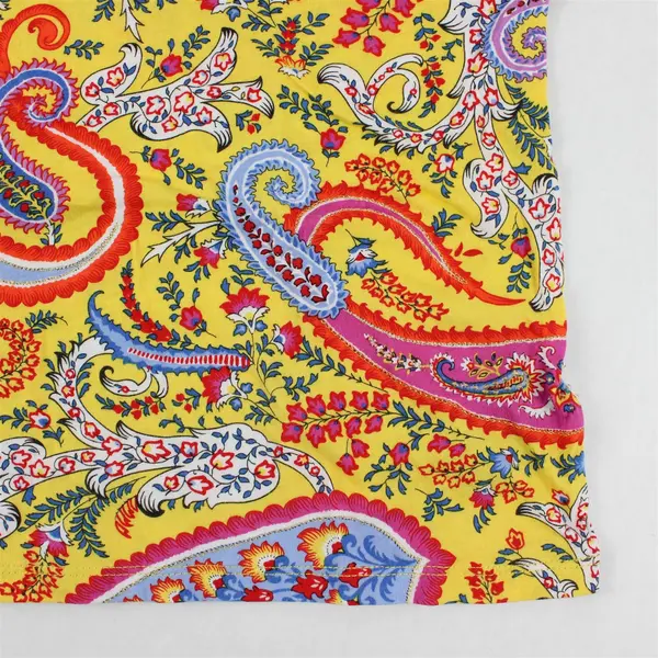 Lauren Ralph Lauren Women's XL Yellow/Multicolor Beaded Paisley Graphic Tee