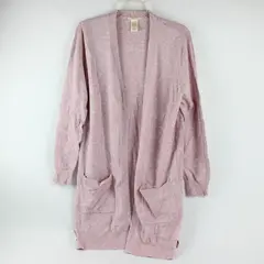 Matty M Women's L Pink Heather Knit Long Open Front Cardigan Sweater