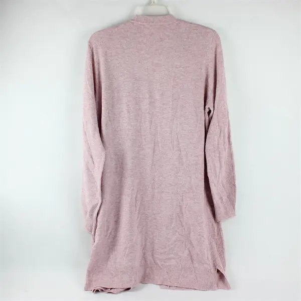 Matty M Women's L Pink Heather Knit Long Open Front Cardigan Sweater