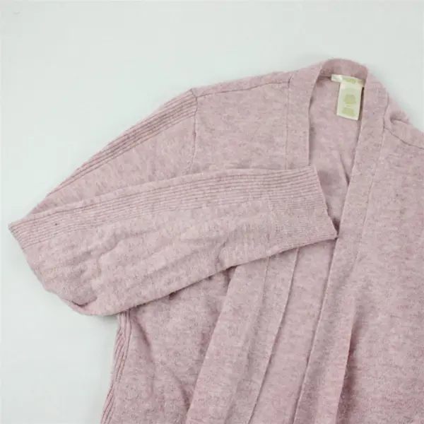 Matty M Women's L Pink Heather Knit Long Open Front Cardigan Sweater