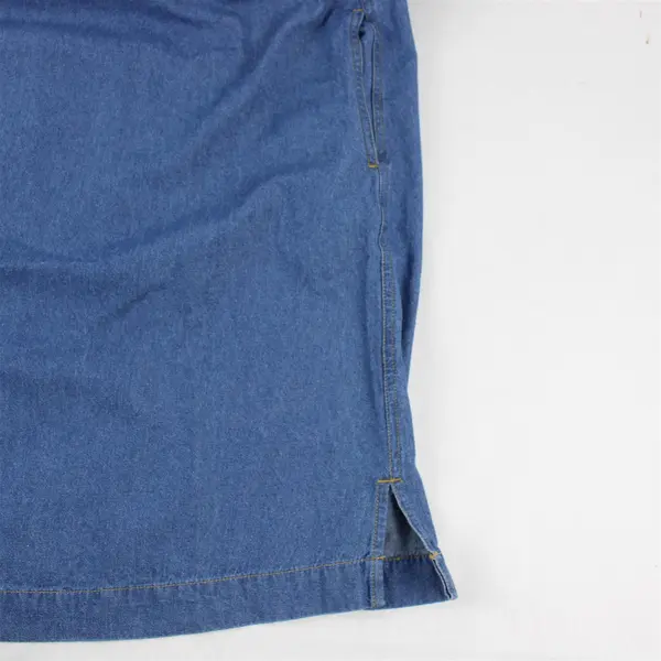 Vermont Country Store Women's L Medium Wash Denim Short Sleeve Popover Dress