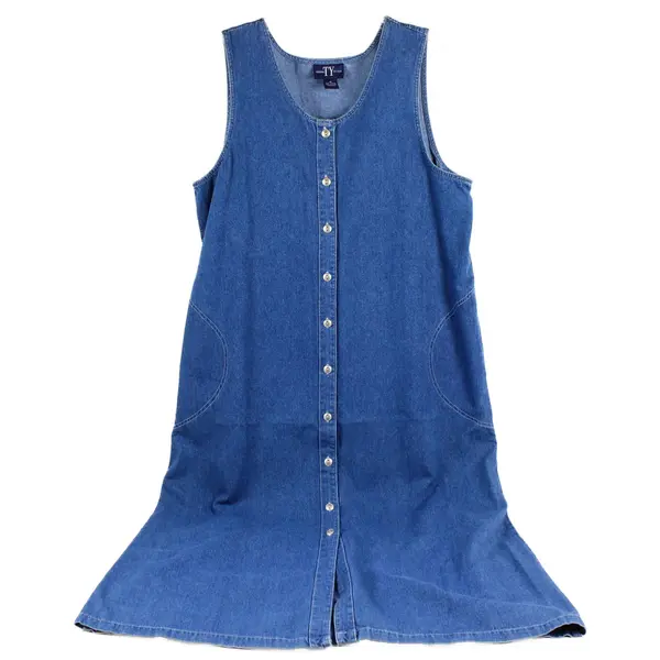 Vintage Original Ty Wear Women's 18 Medium Wash Denim Sleeveless Maxi Dress