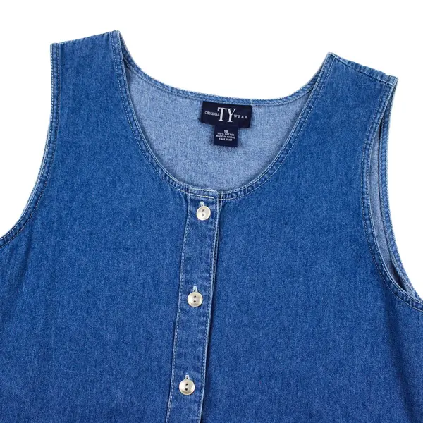 Vintage Original Ty Wear Women's 18 Medium Wash Denim Sleeveless Maxi Dress