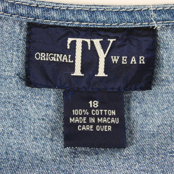 Vintage Original Ty Wear Women's 18 Medium Wash Denim Sleeveless Maxi Dress