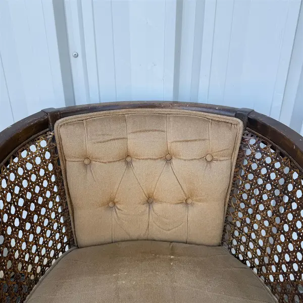 Vintage Cane Back Gold Upholstered Chair- Local Pickup Only