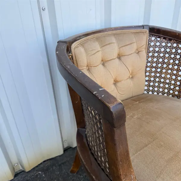 Vintage Cane Back Gold Upholstered Chair- Local Pickup Only