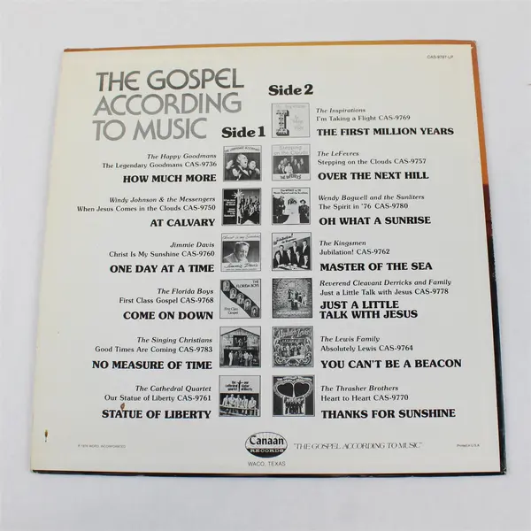 1976 Word Record The Gospel According to Music 12" Vinyl LP Gospel Compilation 