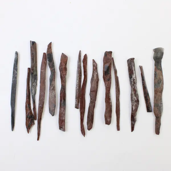 Lot of 14 Small Mahogany Obsidian Needles - All Hand-Picked - 3.5"-4" Long