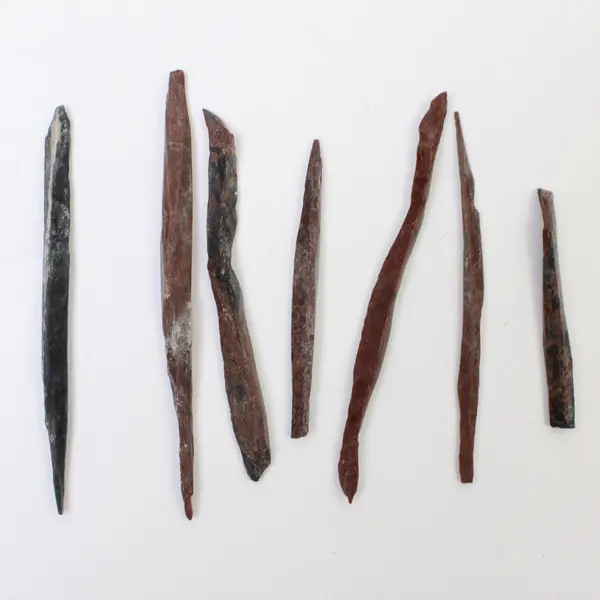 Lot of 14 Small Mahogany Obsidian Needles - All Hand-Picked - 3.5"-4" Long