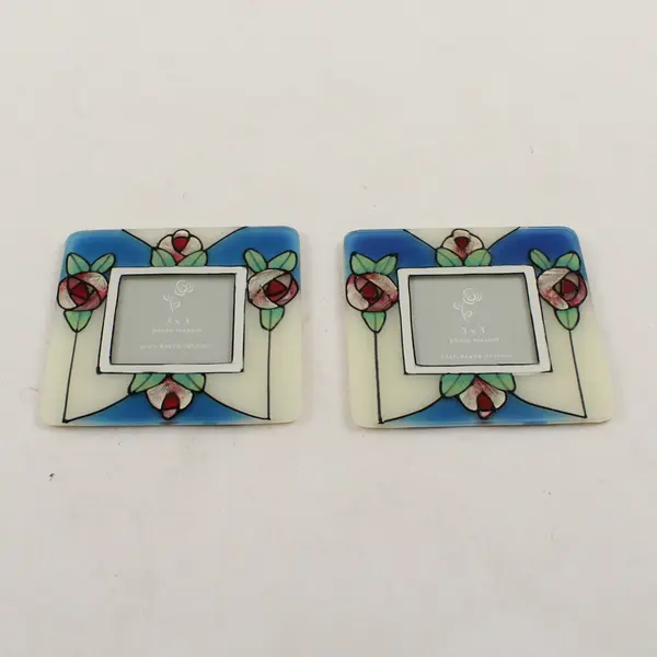 Lot of 2 Vintage Stained Glass-Style Photo Magnets, Joan Baker Designs, #MGP023 