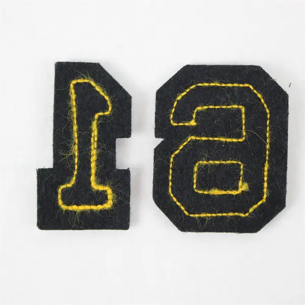 Lot of Two Chenille Number Patches 1 & 6/9 Yellow Letterman Varsity