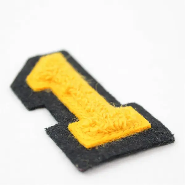 Lot of Two Chenille Number Patches 1 & 6/9 Yellow Letterman Varsity