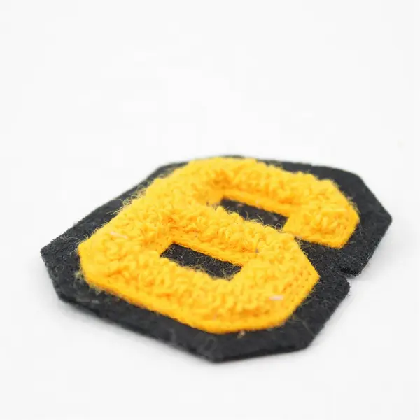 Lot of Two Chenille Number Patches 1 & 6/9 Yellow Letterman Varsity