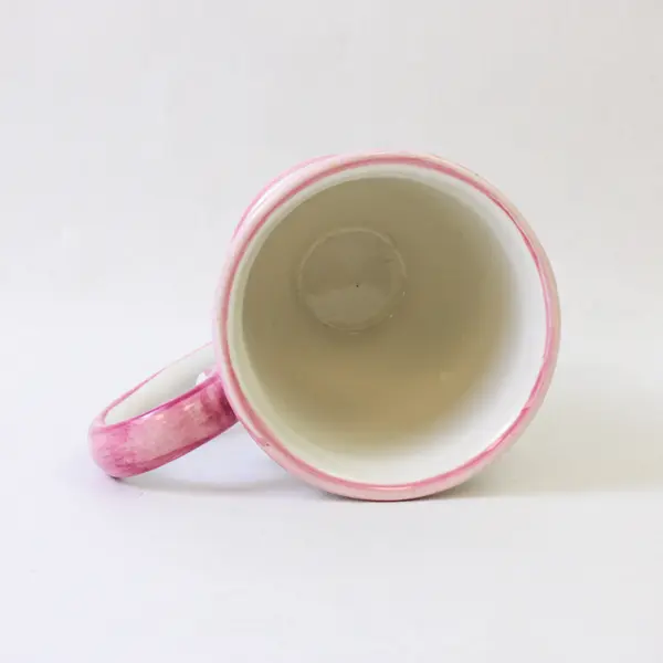 Ceramic Footed White Floral Love Coffee Mug - Used Good Condition
