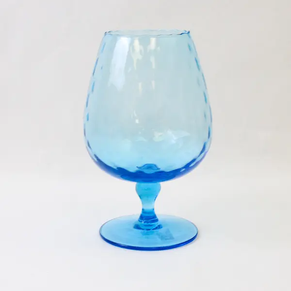 Empoli Italian Blown Glass Aqua Blue Optic Large 9.75in Brandy Snifter