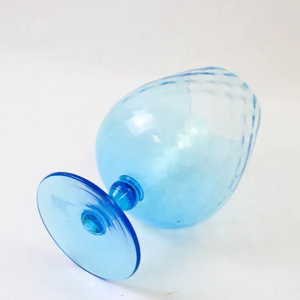 Empoli Italian Blown Glass Aqua Blue Optic Large 9.75in Brandy Snifter
