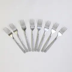 Lot of 8 Cambridge Silver Tabitha Sand Pattern SS Salad Forks 7" Rare Item Good