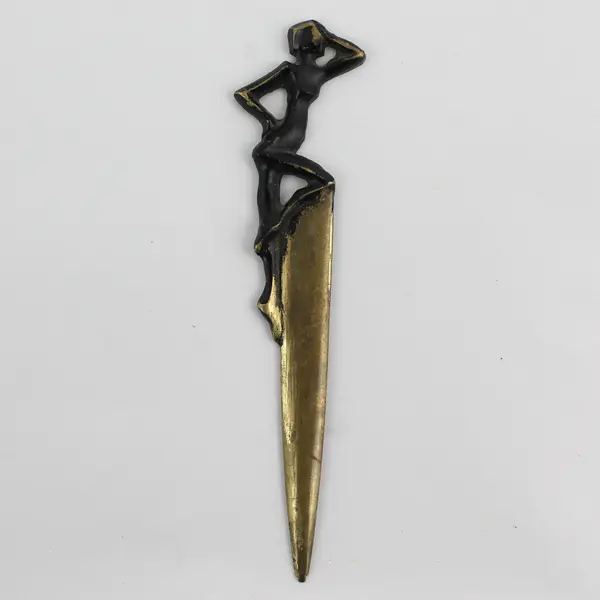 Vintage Unbranded Bronze Art Nouveau Letter Opener - Feminine Body on the Handle