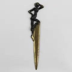 Vintage Unbranded Bronze Art Nouveau Letter Opener - Feminine Body on the Handle