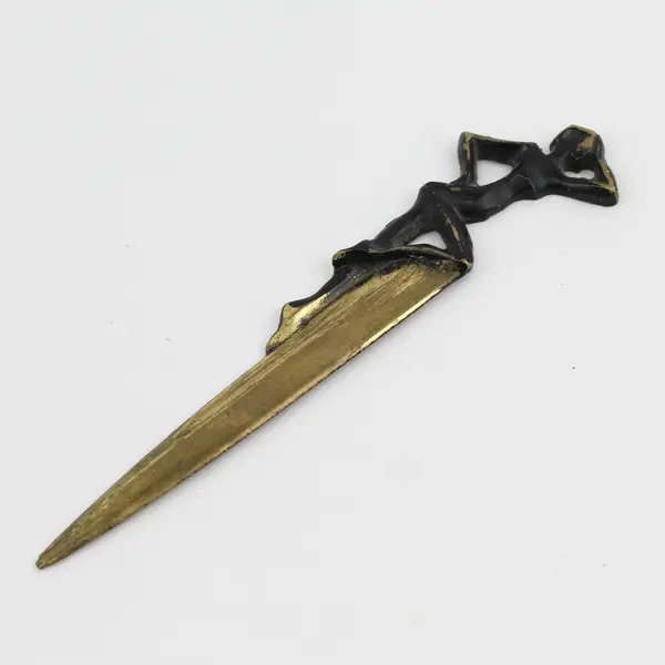 Vintage Unbranded Bronze Art Nouveau Letter Opener - Feminine Body on the Handle
