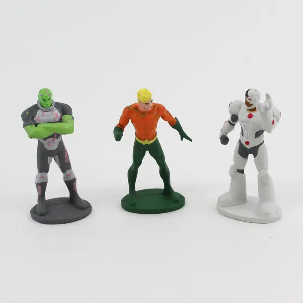 Lot of 3 DC Comics Mini-Figures DC Hero's Unite - Aquaman, Brainiac, and Cyborg