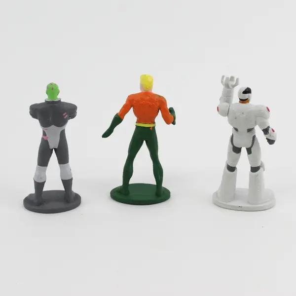 Lot of 3 DC Comics Mini-Figures DC Hero's Unite - Aquaman, Brainiac, and Cyborg