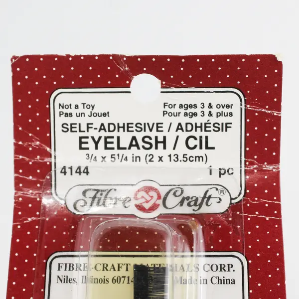 Pack of Fibre Craft Novelty Eyelash Self-Adhesive Strip, 3/4"x5.1/4"Black #4144 
