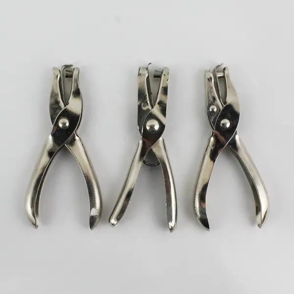 Lot of 3 Unbranded Silver Metal Round Hand Held Hole Punchers 