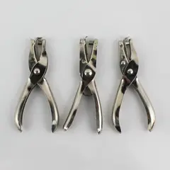 Lot of 3 Unbranded Silver Metal Round Hand Held Hole Punchers 